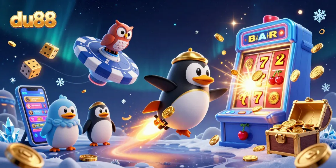 Experience top slots action with du88 in a vibrant, dynamic casino scene filled with treasures and thrills.