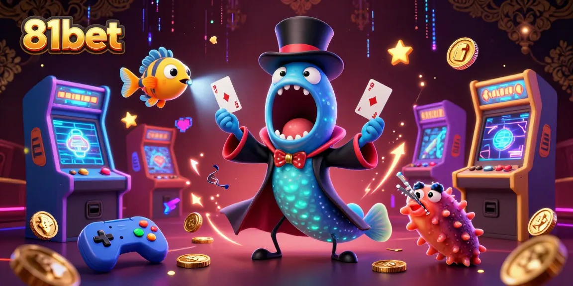 Experience thrilling gameplay with 81bet as characters perform magic tricks in a vibrant casino scene.