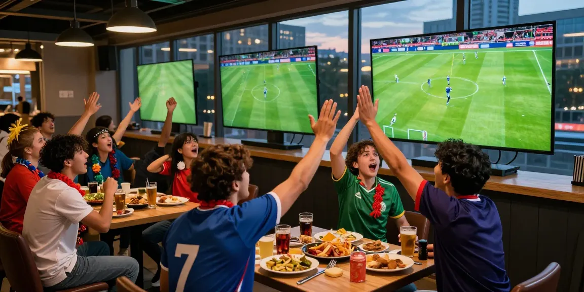 Socolive soccer fans enjoying a live match with vibrant atmosphere in a sports bar.