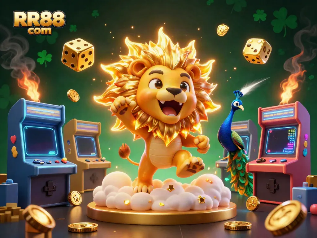 Experience the thrill of RR88 com with vibrant gaming elements and a captivating 3D casino atmosphere.