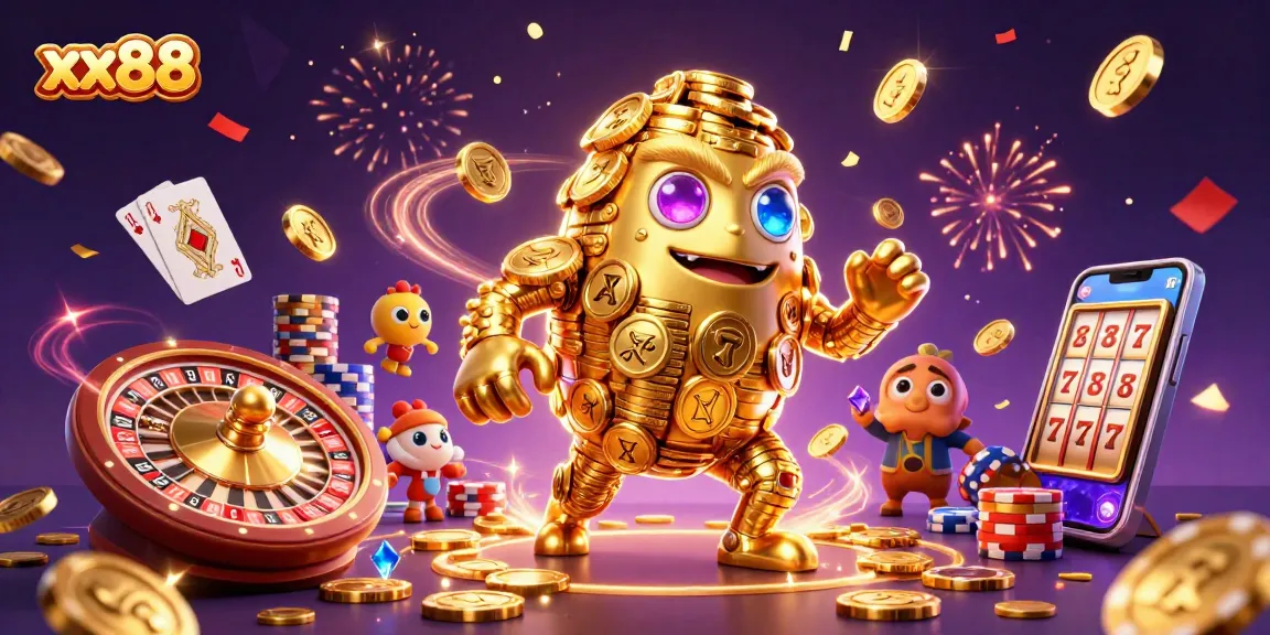 Experience thrilling gameplay at xx88 with a vibrant casino illustration featuring exciting gaming elements.