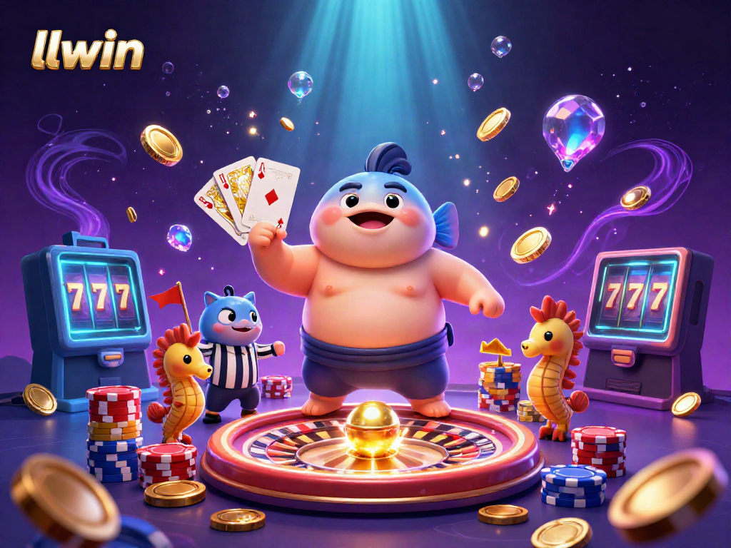 Experience the vibrant and energetic world of llwin with a dynamic underwater casino scene featuring unique characters and gaming elements.