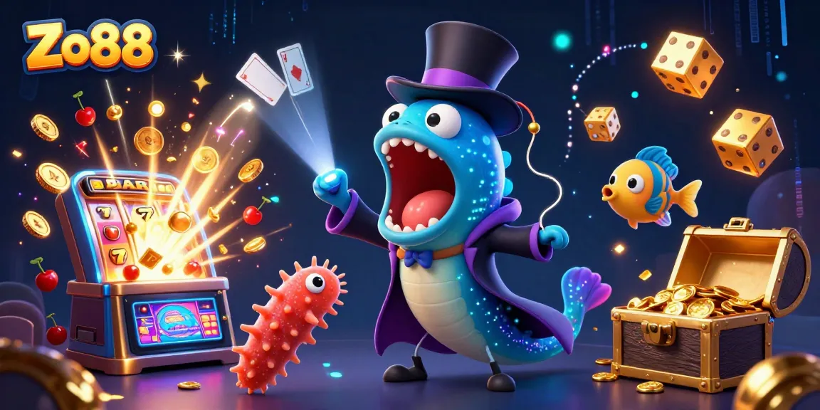 Experience excitement with Zo88's vibrant casino scene featuring magical sea creatures and dynamic game elements.