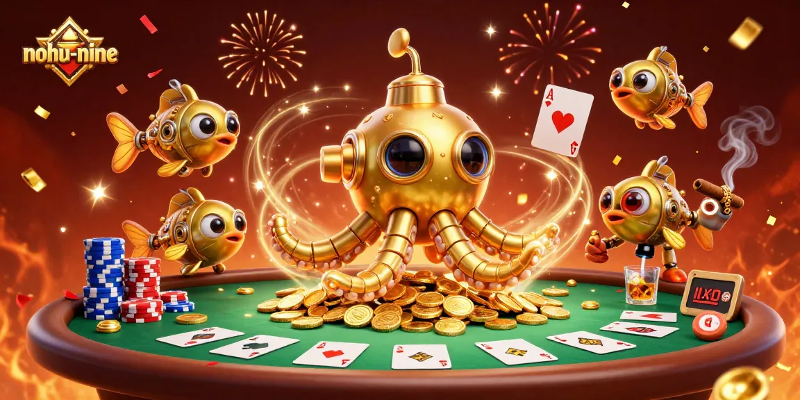 Engage in exciting gameplay with nohu-nine as the kraken submarine reveals golden treasures.