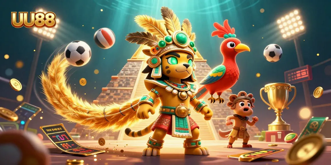 Experience thrilling gameplay at UU88 with vibrant 3D elements depicting sports and excitement.