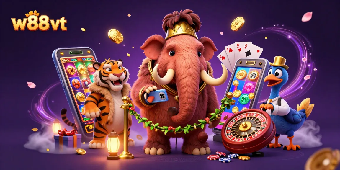 Chơi và giành thưởng lớn tại W88 VT với hình ảnh bouncer sư tử, khách VIP saber-tooth và dodo dễ thương.