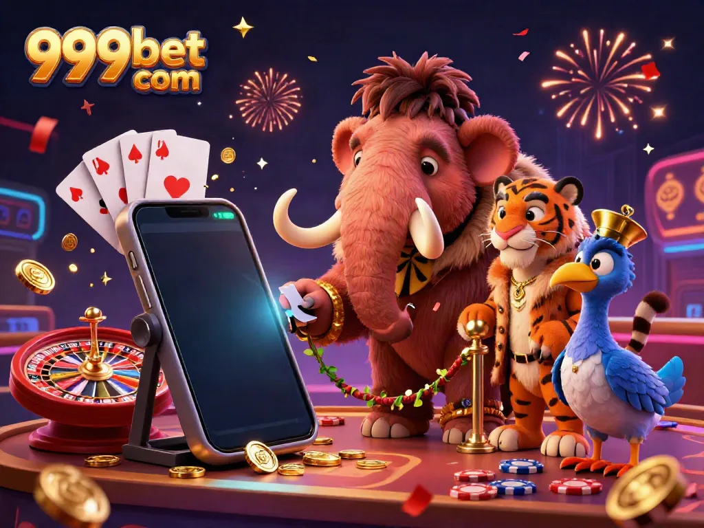Experience exciting moments with characters at 999bet com in a vibrant casino setting.