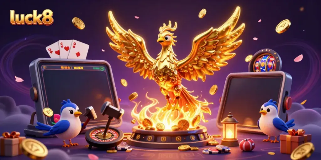 Experience the thrill of luck8 with molten phoenix and exciting casino elements in 3D.