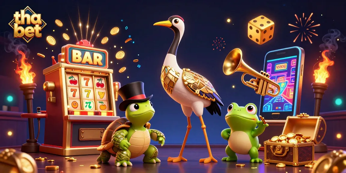 Experience the thrill of tha bet with vibrant slot machines and playful characters in a dynamic casino scene.