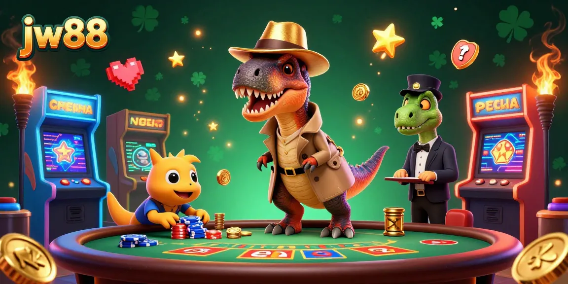 Engage in thrilling gameplay at jw88 with our vibrant casino illustration featuring animated characters.