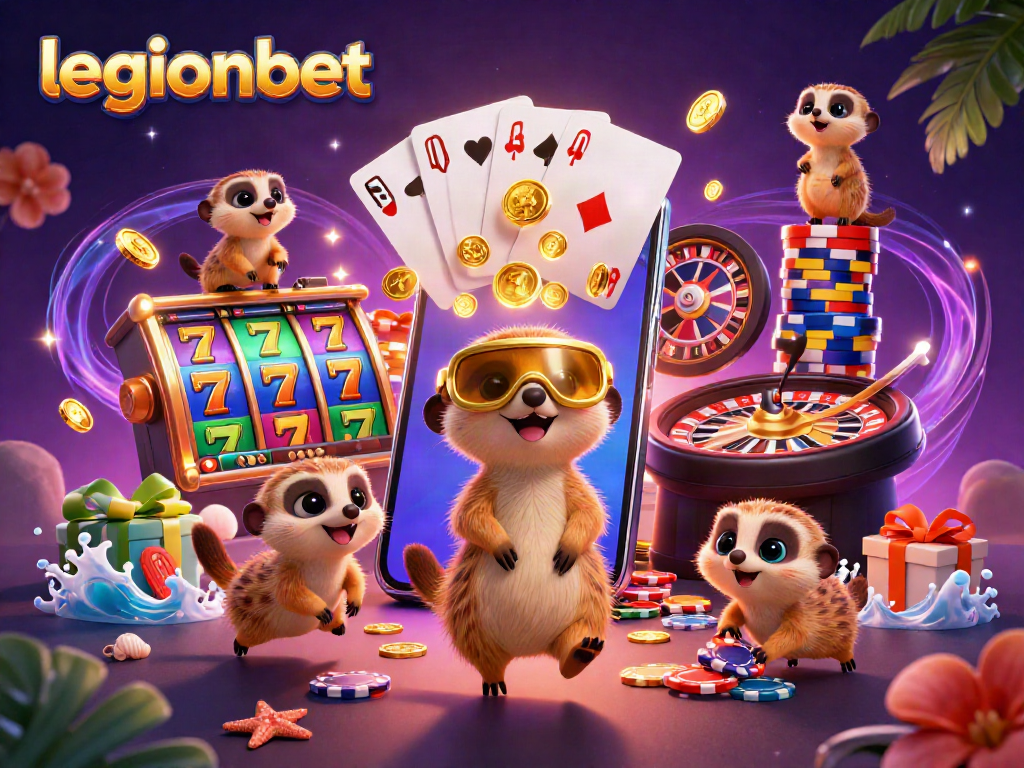 Experience the excitement of legionbet with meerkats running a colorful casino operation.