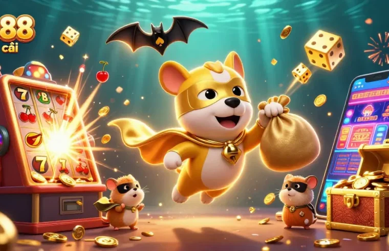 Xo88 nhà cái engages players with vibrant 3D casino elements animated in a fun scene.
