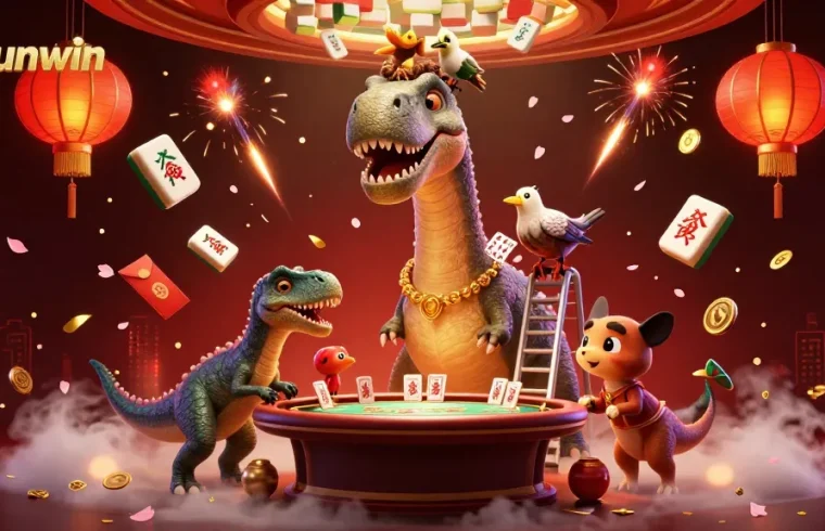 Experience sensational gaming at taisunwin with a whimsical casino scene, featuring cartoon characters and vibrant elements.