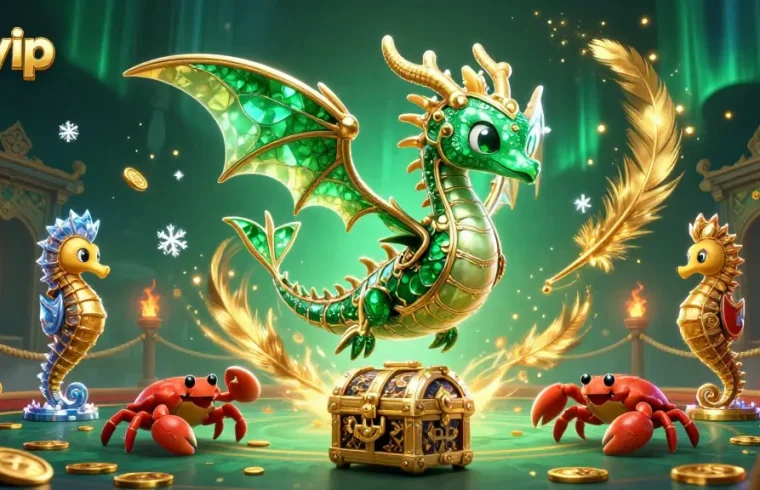 Engage with thrilling slots at rikvip with an enchanting sea dragon and treasure elements.