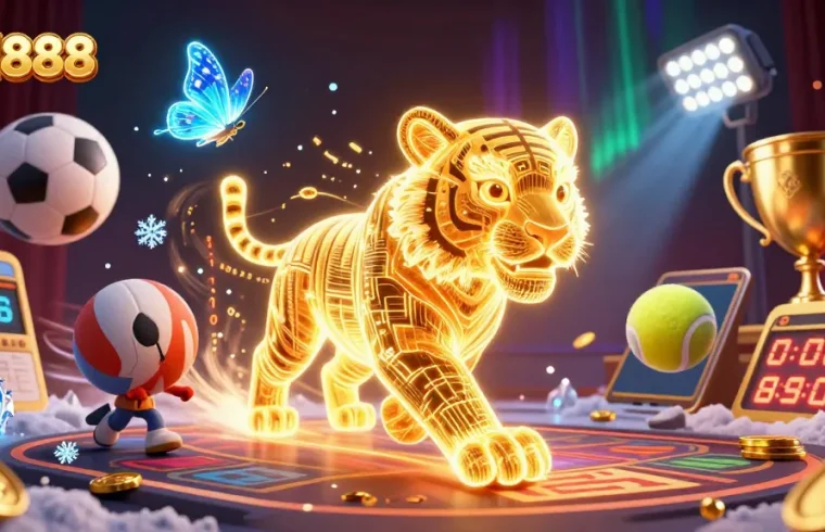 Experience exciting wins with red888 in a vibrant digital casino landscape filled with sports elements.