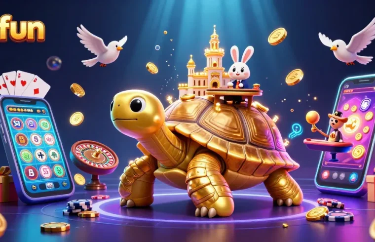 Experience the thrills of okfun gaming with a golden tortoise casino scene rich in colorful details.
